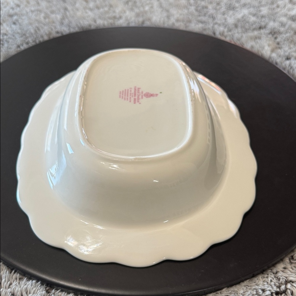 Vintage Royal Doulton Floradora‎ Green Oval Serving Bowl 10" Fine China Scallop - Picture 12 of 15